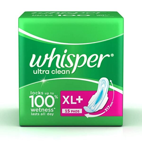 Whisper Ultra Clean Wings Sanitary Pads Xl+ 15 Count, 3+1
