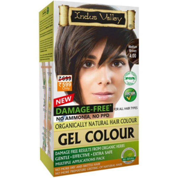 Indus Valley Organically Natural Gel Hair Color Medium Brown 4.0 , 220Gm