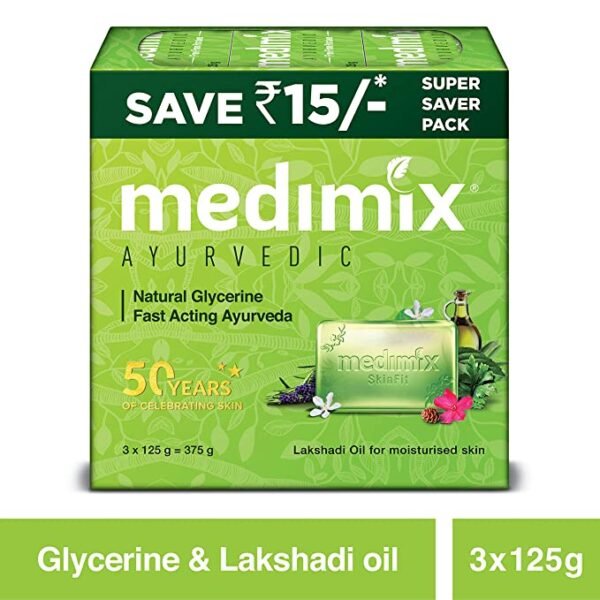 Medimix Ayurvedic Natural Glycerine Bar, 125Gm (Pack Of 3)
