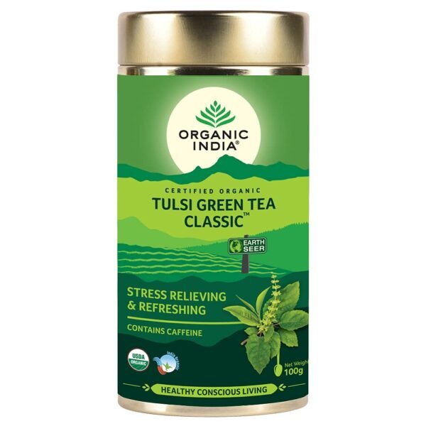 Organic India Tulsi Green Tea Classic 100 Gm Tin