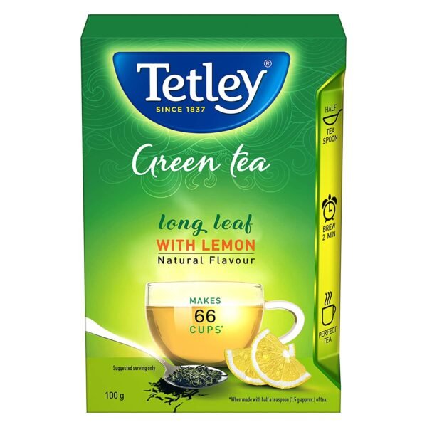 Tetley Long Leaf Green Tea, Lemon, 125G