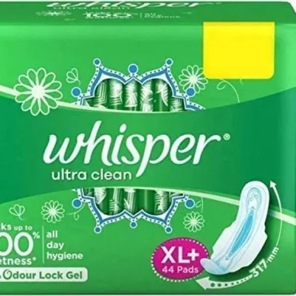 Whisper Ultra Clean Sanitary Pads for Women, XL Plus pack of 44 Napkins