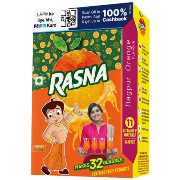 Rasna Fruit Nagpur Orange Flavour, Makes 32 Glasses, 20 G