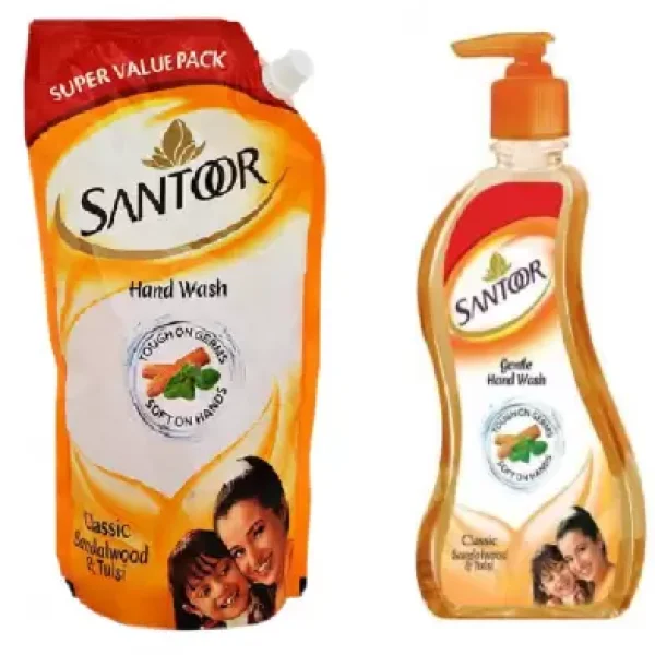 Santoor Sandalwood Handwash 750Ml+215Ml Hand Wash Pump + Refill