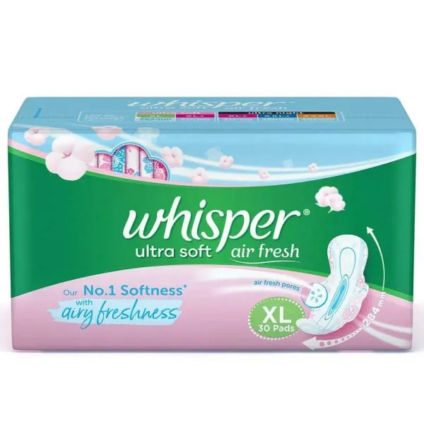 Whisper Ultra Soft Sanitary Pads For Women, Xl, 30 Napkins