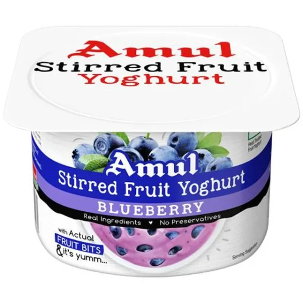 Amul Stirred Fruit Yoghurt – Blueberry, Rich, 100gm