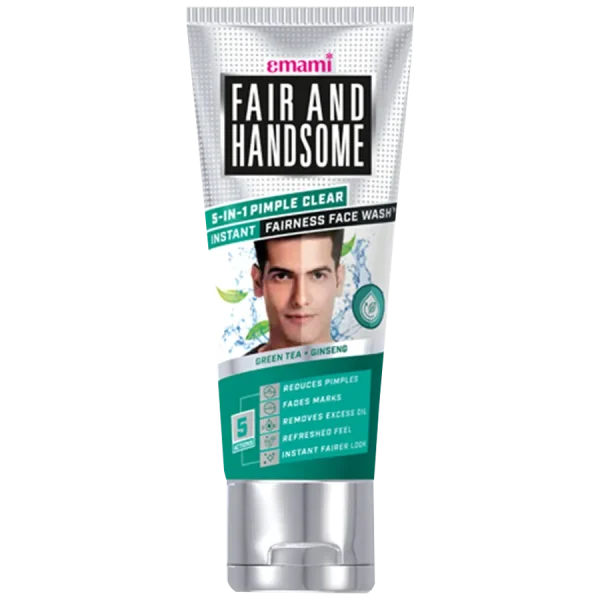 Fair And Handsome 5-In-1 Pimple Clear Instant Fairnessential Face Wash, 50 G Tube